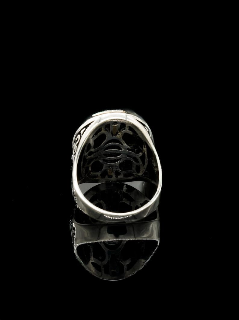 Handmade Sterling Silver Men's Ring with Arabic Ali Calligraphy Islamic Jewellery Gift