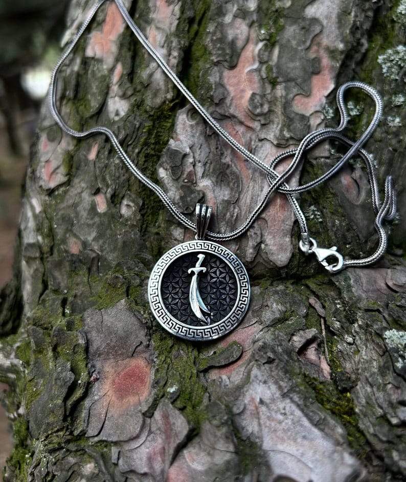 Hazrat Ali Zulfiqar Medallion Pendant 925k Silver Imam Ali Zulfiqar Necklace 925 Sterling Silver Shia Necklace