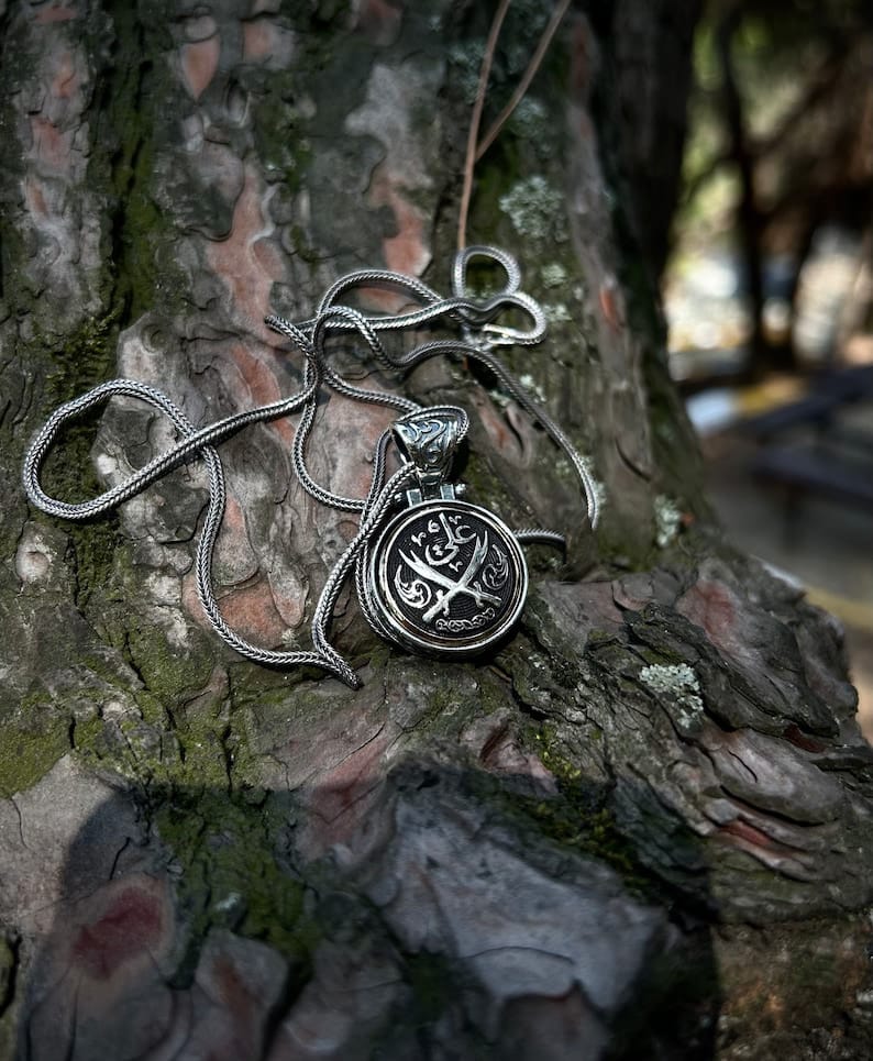 Hazrat Ali Zulfiqar Necklace 925 Sterling Silver Spinning Zulfiqar Necklace Crossed Zulfiqar Necklace Shia Necklace Gift