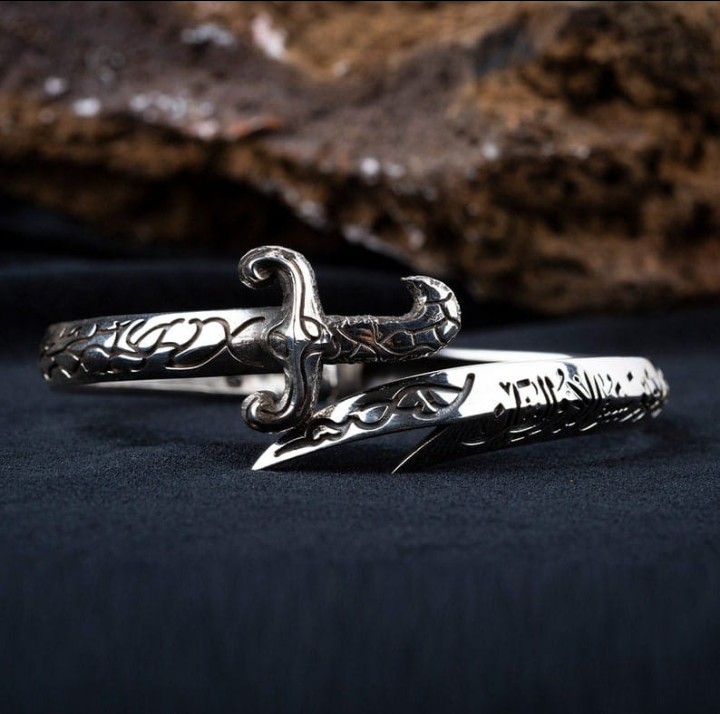 Zulfiqar Sword islamic Adjustable Silver Cuff Bracelet, Silver Handmade Jewellery, 925 Sterling Silver for Men Bracelet Stoneless