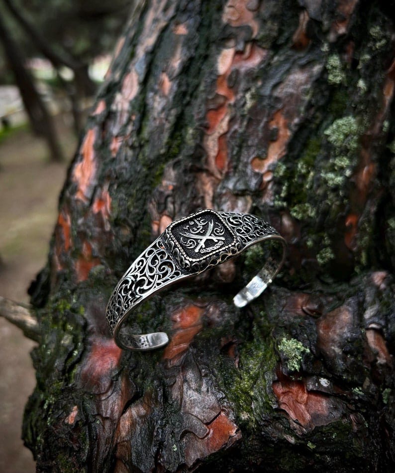 Hz. Ali's Zulfiqar Sword Cuff Bracelet 925 Sterling Silver Adjustable, Ali Engraved Bracelet For Men, Unique Jewelry Gift For Shia Father