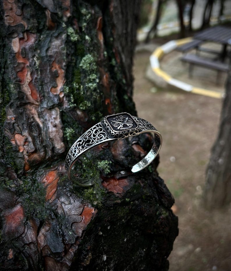 Hz. Ali's Zulfiqar Sword Cuff Bracelet 925 Sterling Silver Adjustable, Ali Engraved Bracelet For Men, Unique Jewelry Gift For Shia Father
