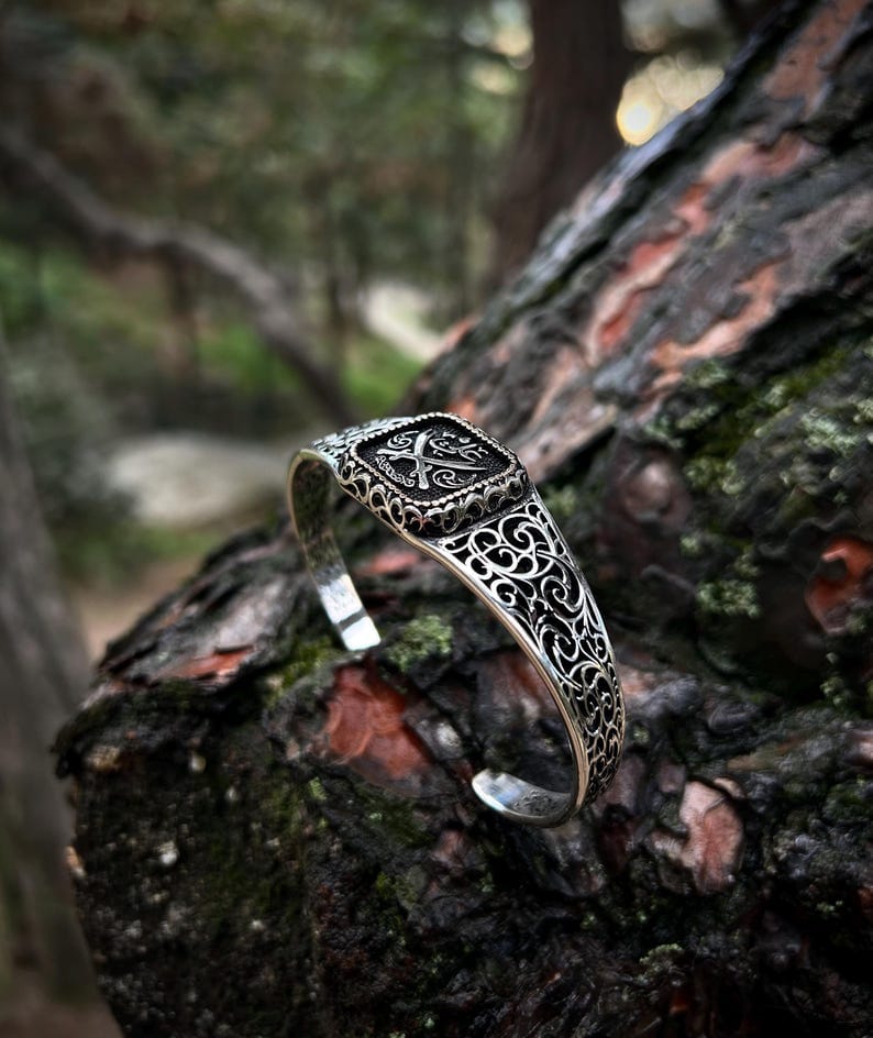 Hz. Ali's Zulfiqar Sword Cuff Bracelet 925 Sterling Silver Adjustable, Ali Engraved Bracelet For Men, Unique Jewelry Gift For Shia Father