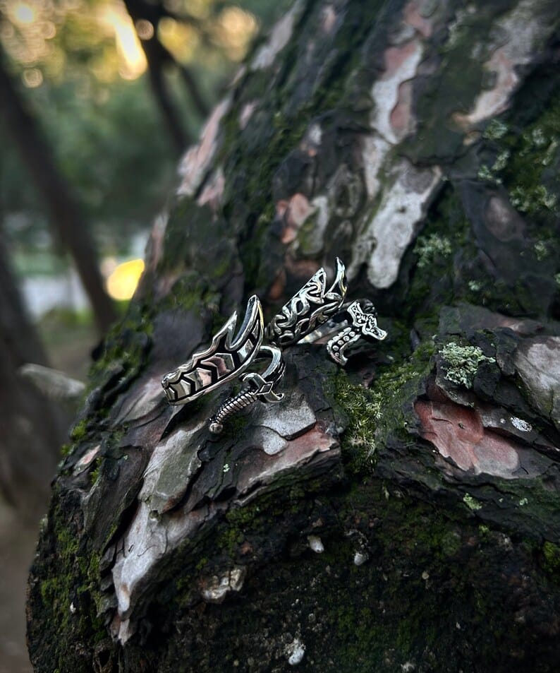 Adjustable Sword Rings For Men 925 Sterling Silver, Unique and Unusual Rings For Men, 925K Silver Unusual Jewelry, Unique Gift For Men
