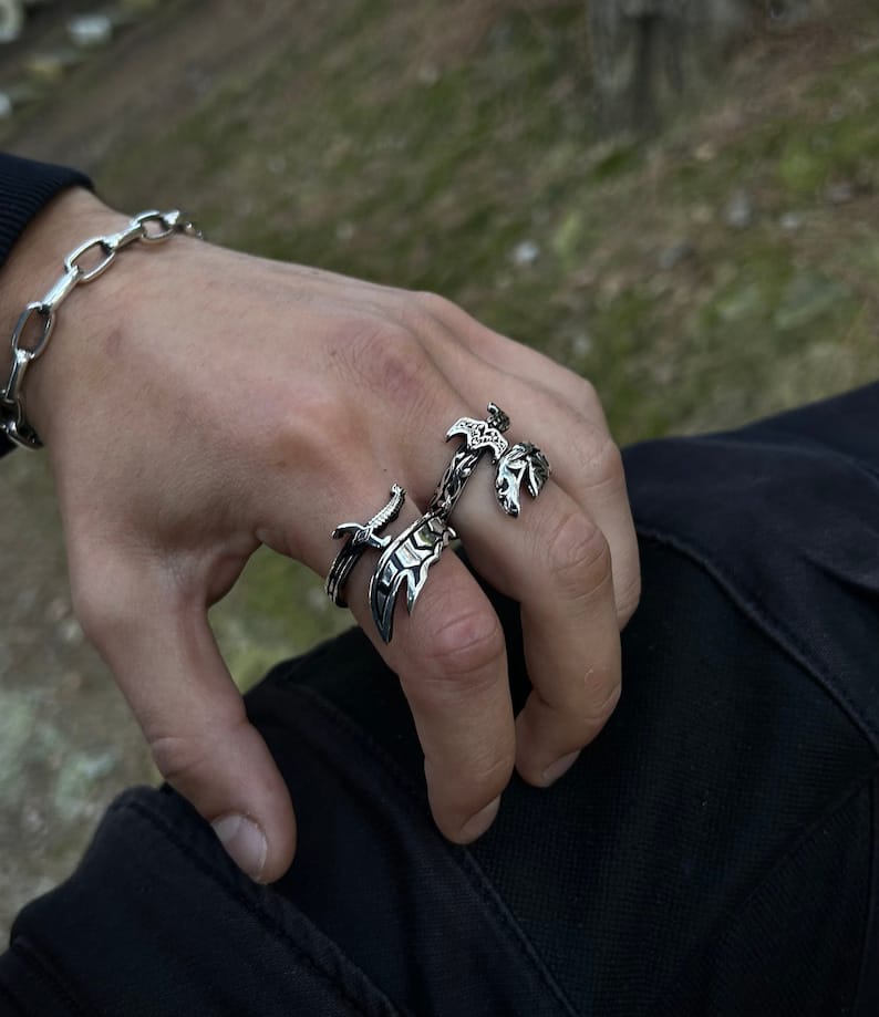 Adjustable Sword Rings For Men 925 Sterling Silver, Unique and Unusual Rings For Men, 925K Silver Unusual Jewelry, Unique Gift For Men